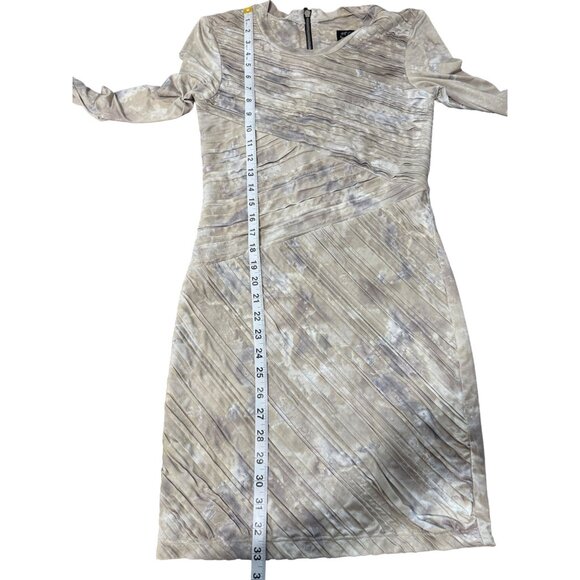 Torn by Ronny Kobo Women's Dress Pleated Patterned Long Sleeve Gray Beige Small - Picture 6 of 8